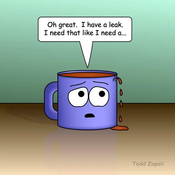 Coffee comic - Hole in the head (blue mug)