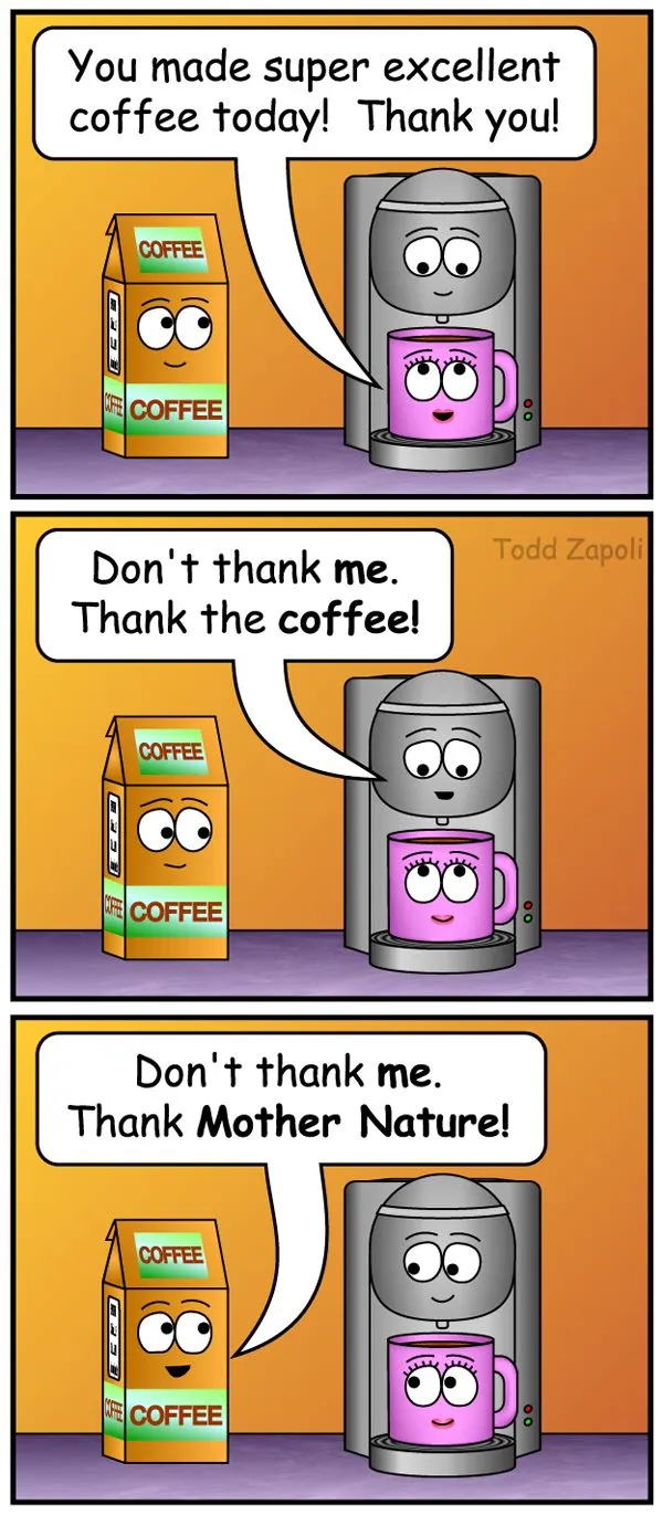 Thank Mother nature coffee comic