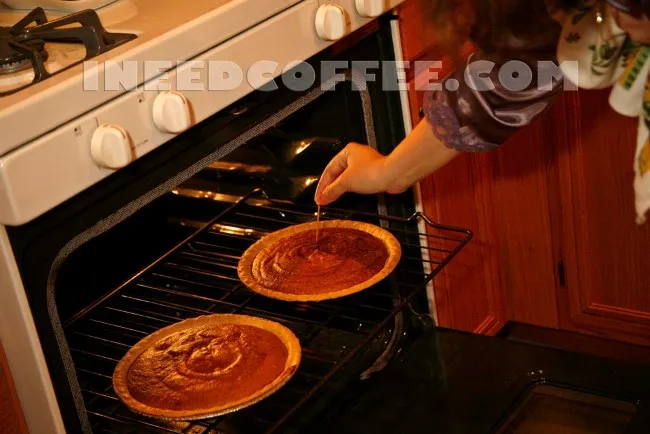 pie in oven