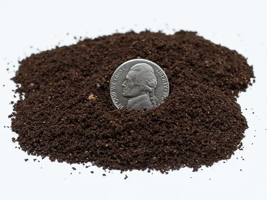 medium fine coffee grind by US nickel
