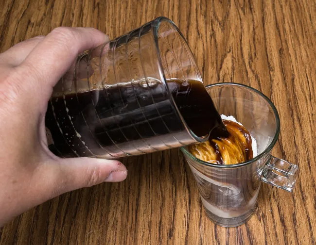 pour coffee over ice cream