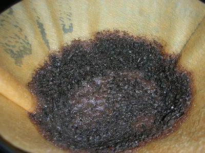 Coffee grounds after slow pour