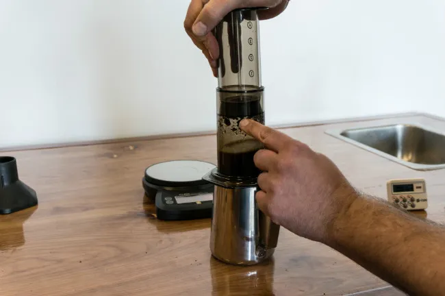 Aeropress coffee - flip and plunge