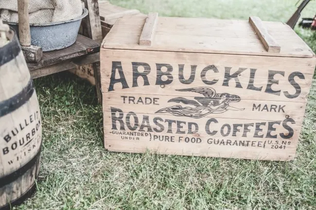 arbuckles coffee wooden crate