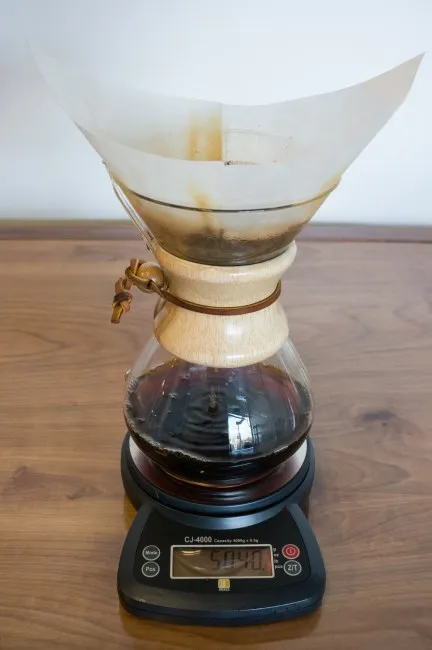 chemex coffee brewing - near finished