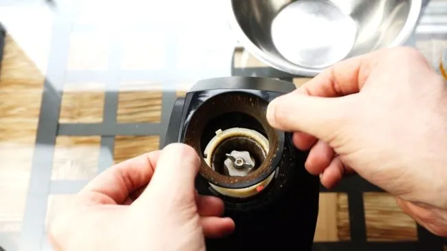 Remove Burr grinder pieces for cleaning