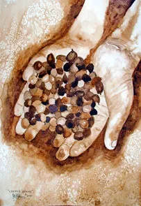 coffee beans in hand