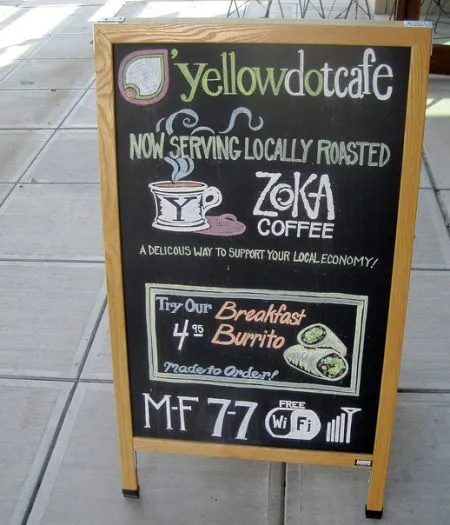 coffeehouse sidewalk board