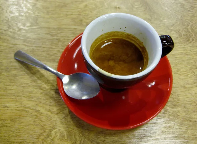 espresso red saucer