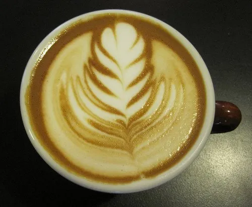 Espresso macchiato made with half and half.