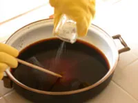 Lye and coffee mixed