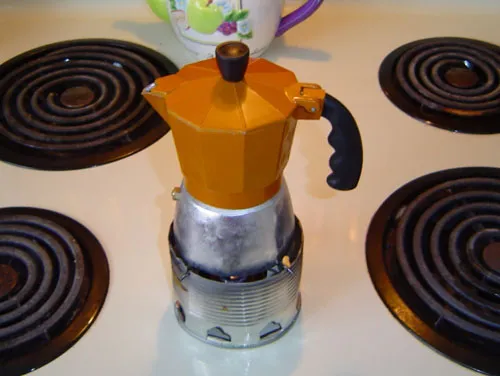 moka pot on burner