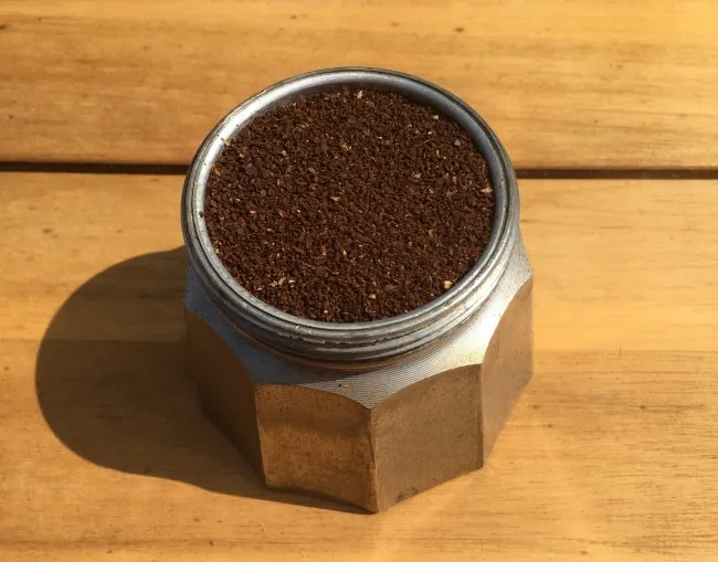 Moka Pot with Coffee Grounds