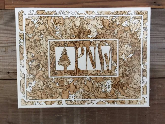 PNW Monogram - Pacific Northwest, Coffee on Canvas