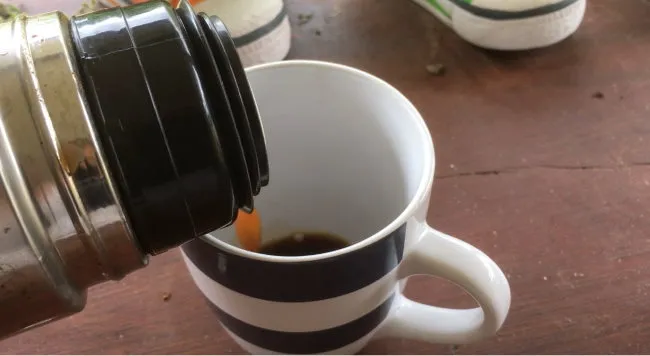 pour hot coffee