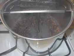 coffee roast in progress with Whirley Pop