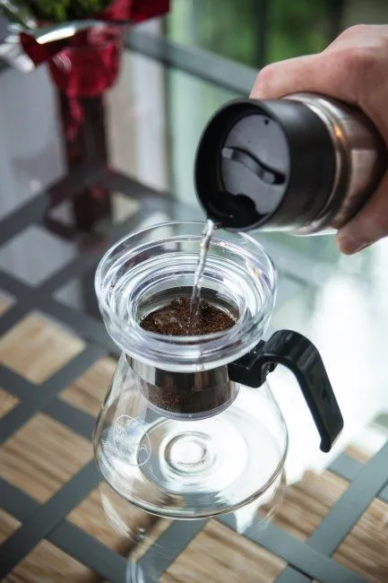 wet coffee grounds - dripper